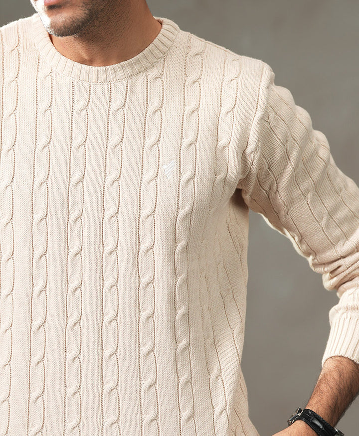 Beige Cable Knit Sweater