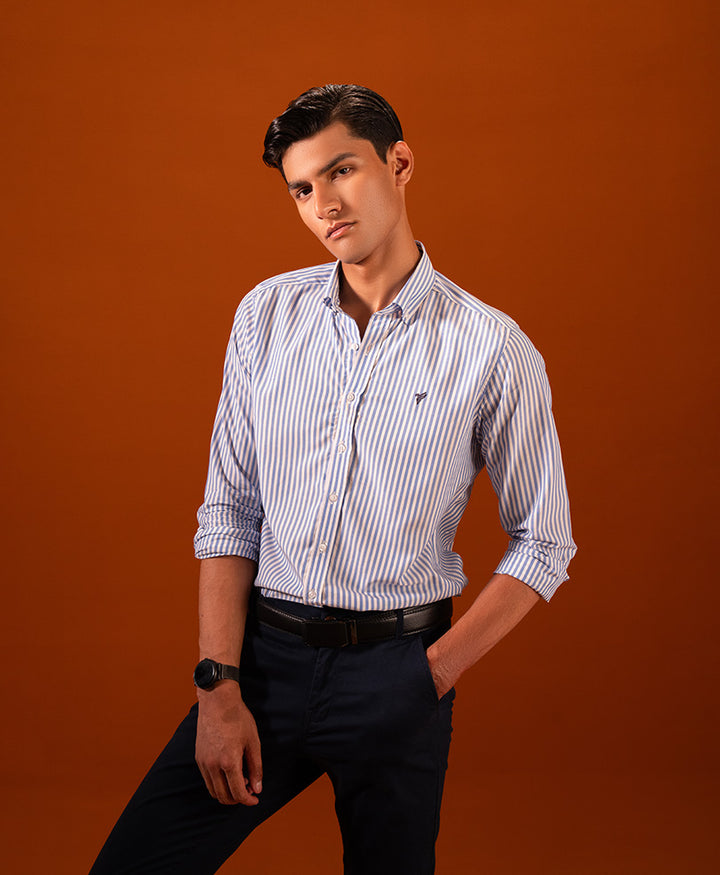 Blue Stripe Shirt (Slim / Modern Fit)