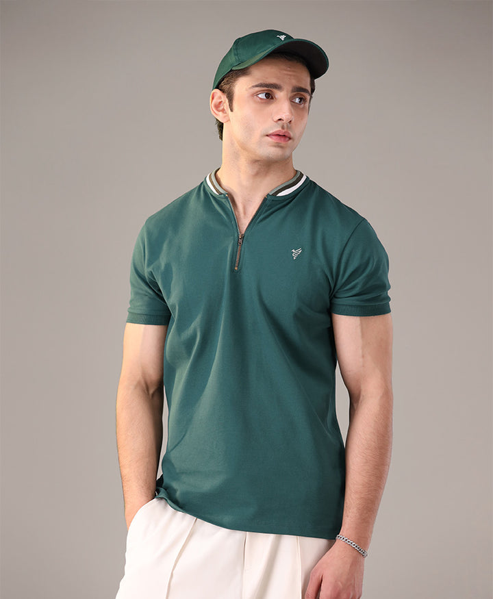 Green Sports Zip POLO