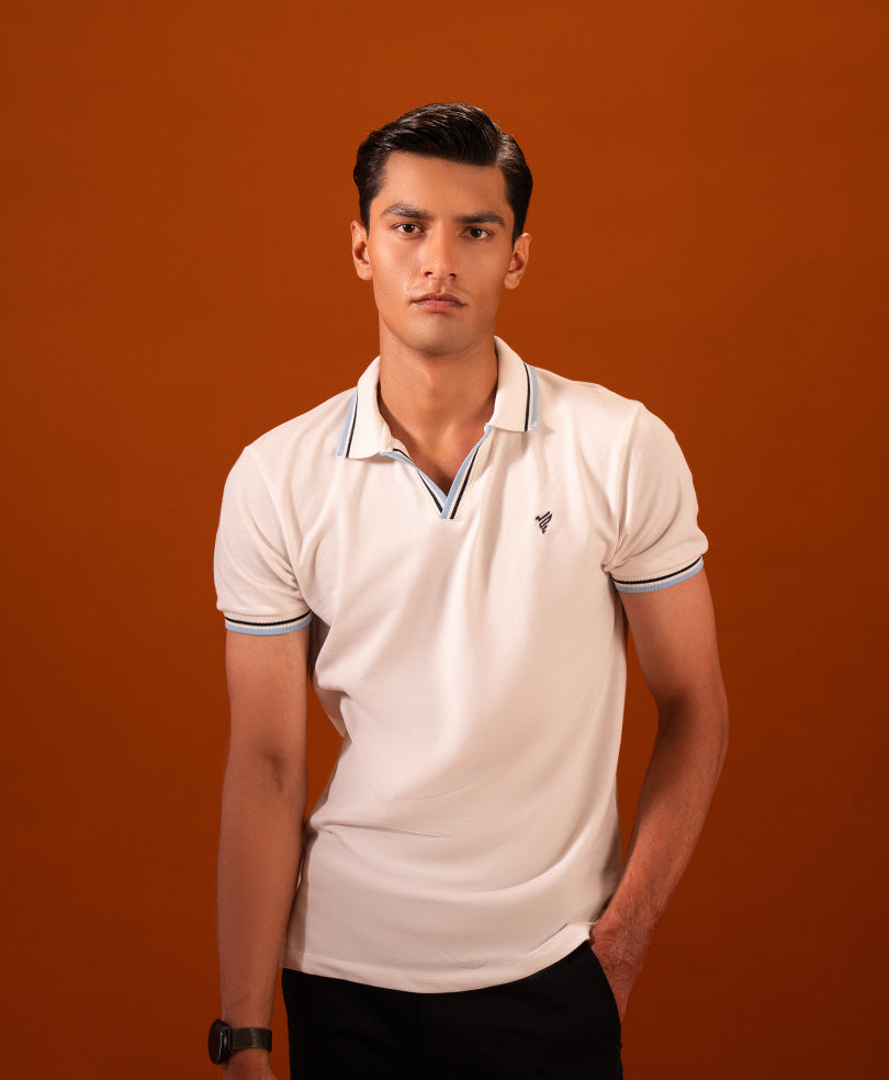 White V Neck POLO