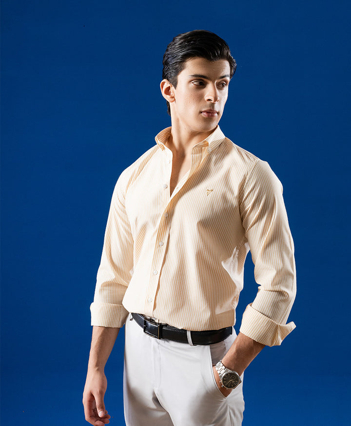 Yellow & White Stripe Shirt (Slim / Modern Fit)