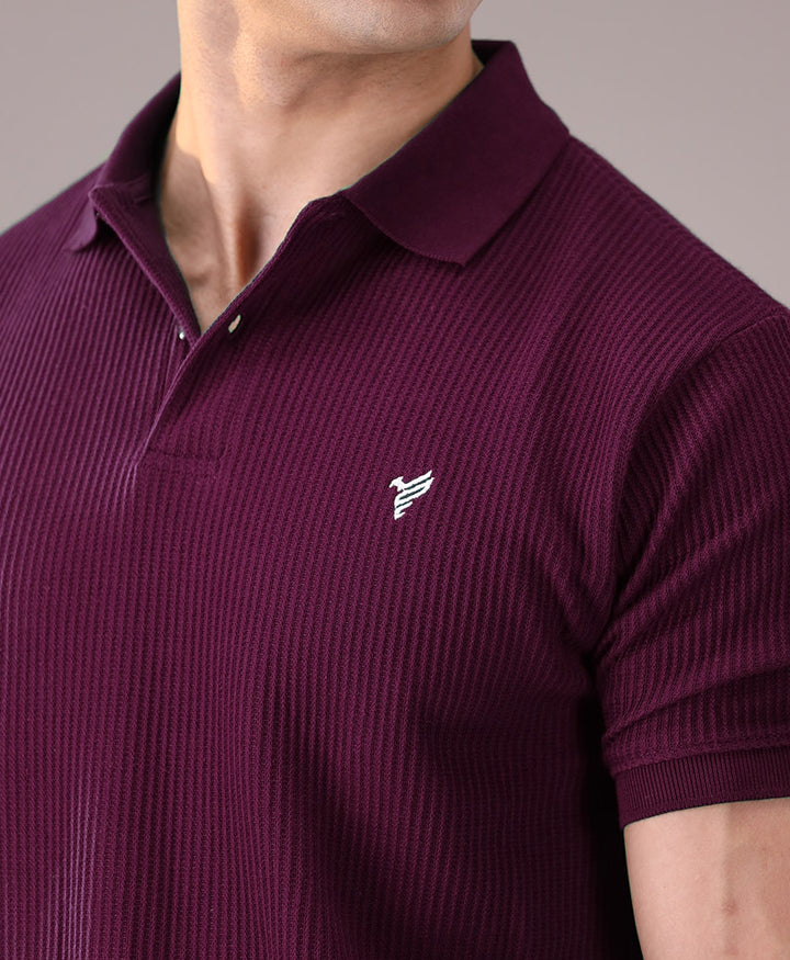 Maroon Waffle Knit POLO