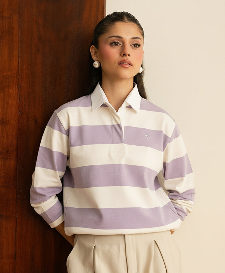 Lilac Striped Rugby POLO (Women)