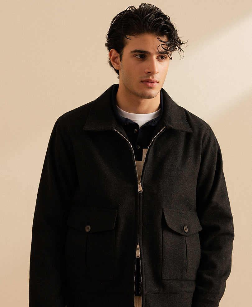 Modern Minimal Jacket Charcoal