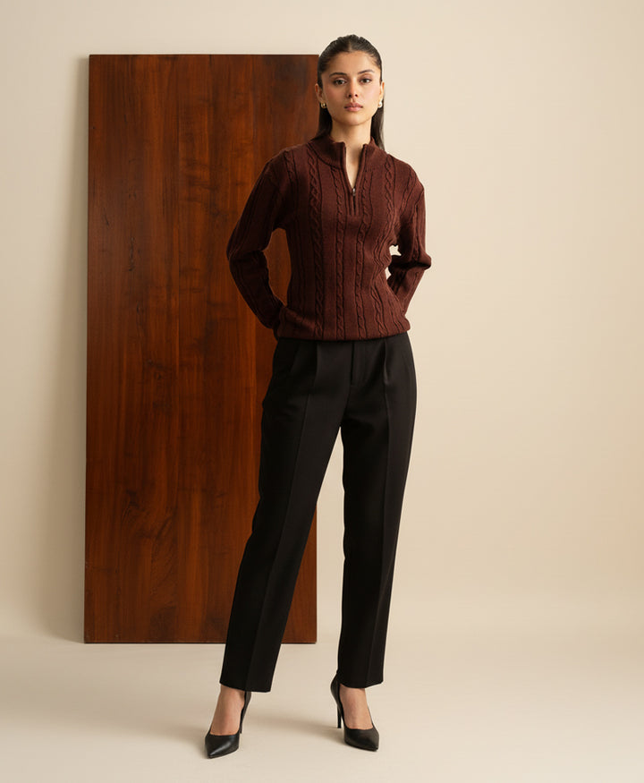 Black Formal Straight Fit Pants (Women)