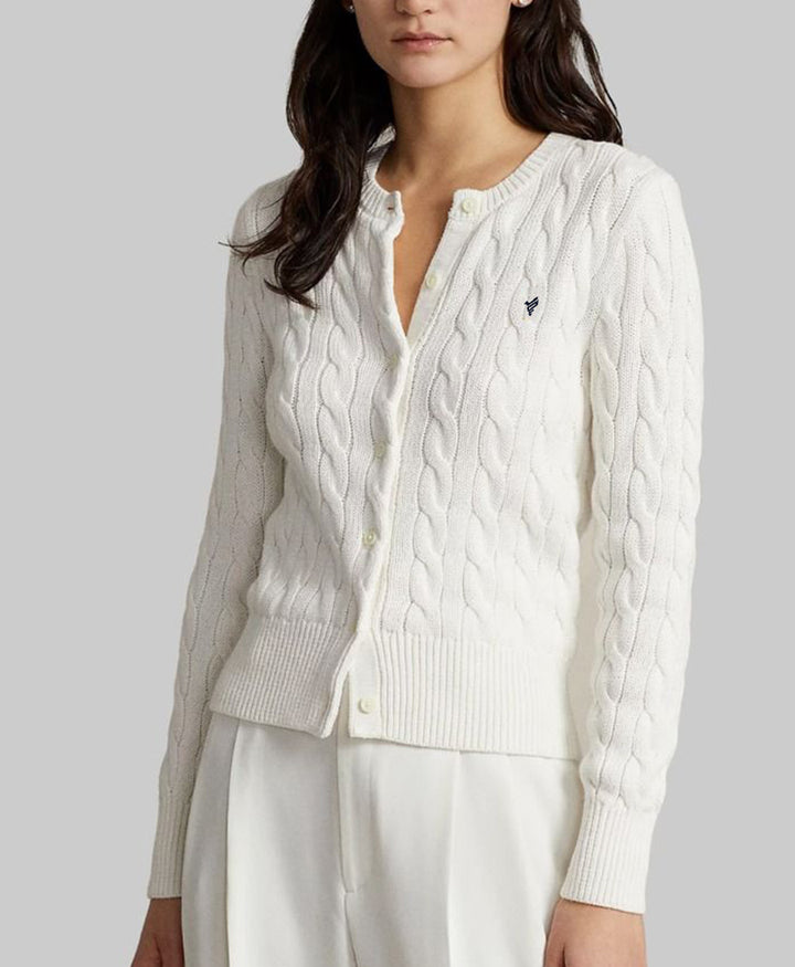 White Cable Knit Cardigan (Women)