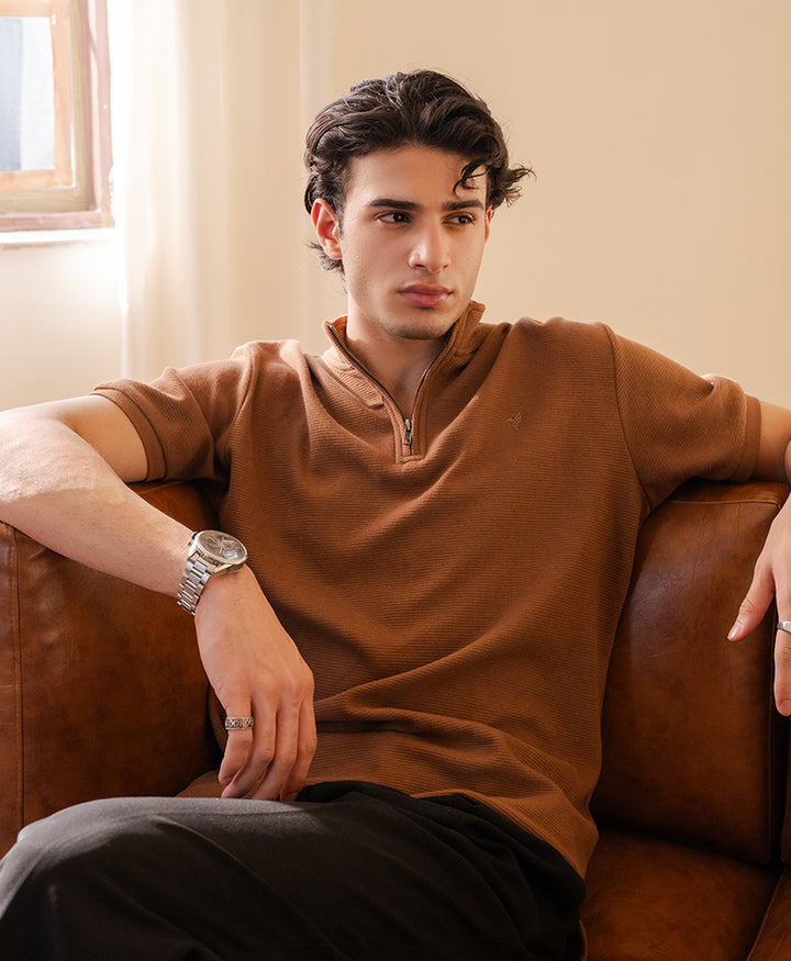 Toffee Mock Zip POLO