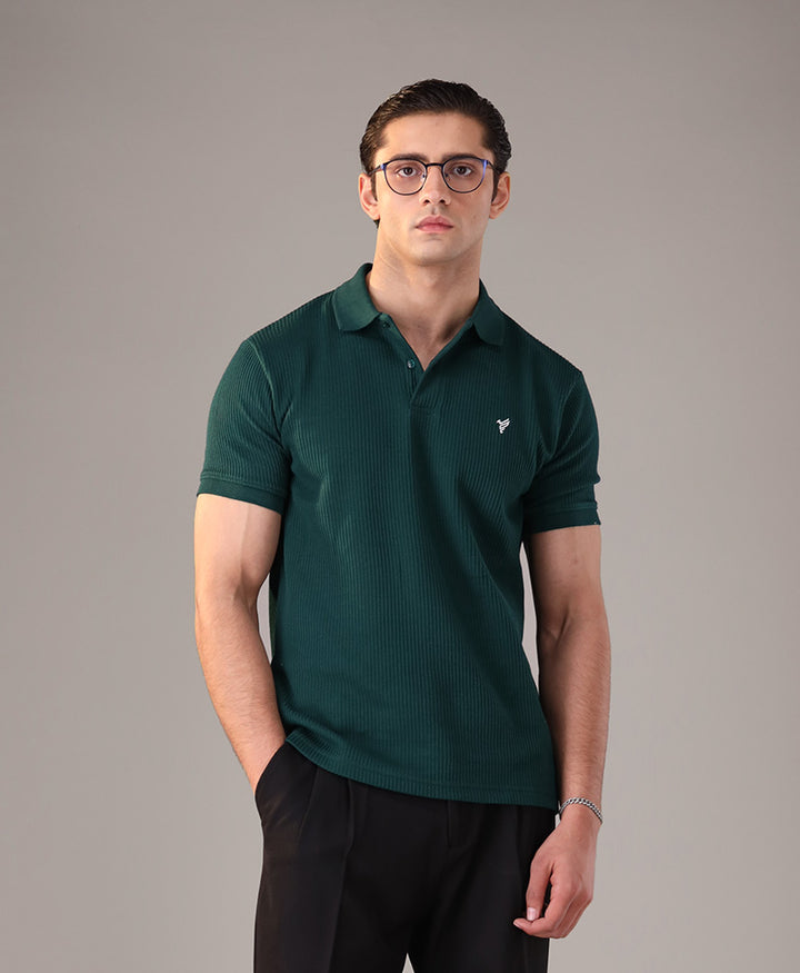 Green Forest Waffle Knit POLO