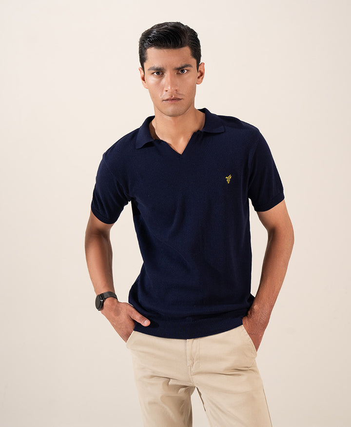 Navy Knitted POLO