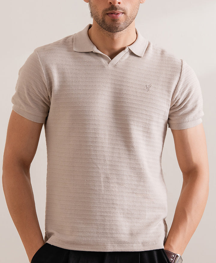 Pumica Stone V Neck Knitted POLO