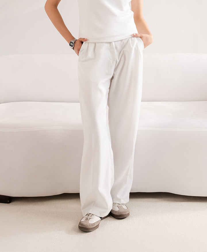 Cream Formal Wide Leg Pants (Women)