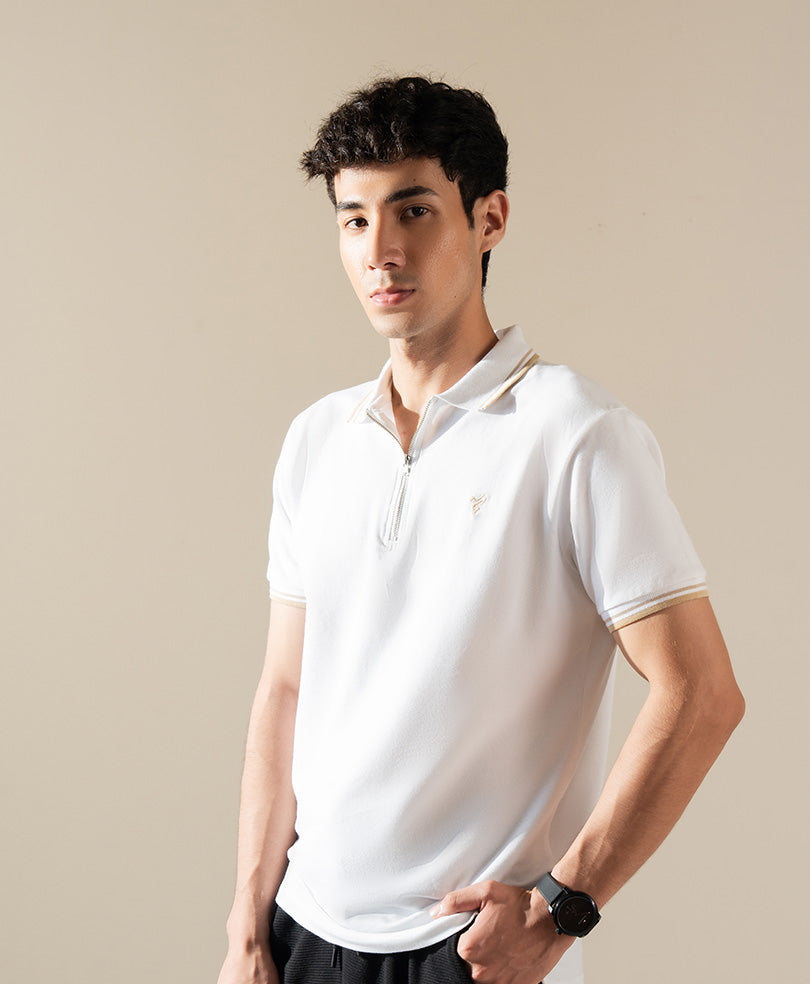 White Classic Zip POLO