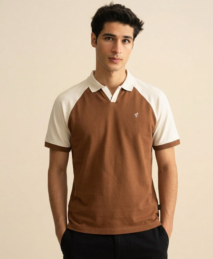 Toffee Contrast Raglan POLO