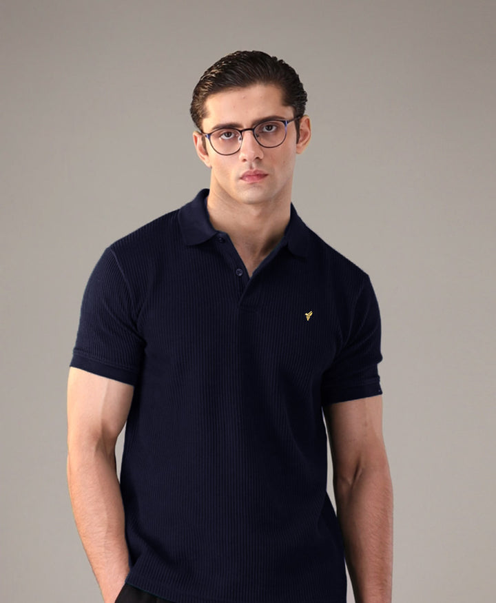 Navy Waffle Knit POLO