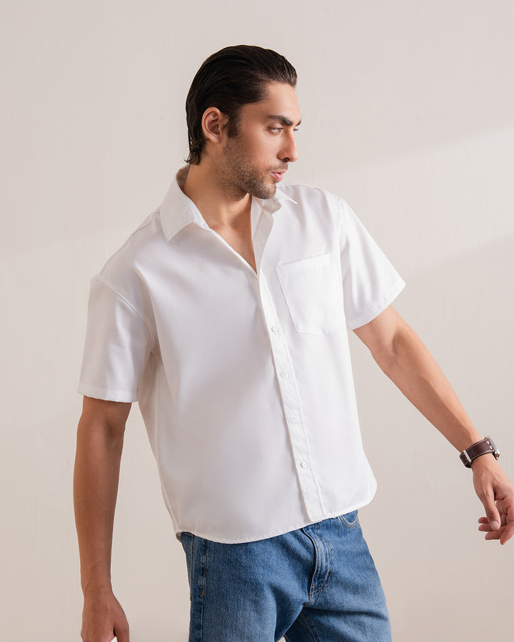 White Boxy Fit Shirt