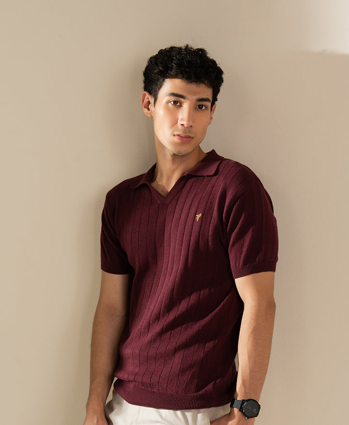 Maroon Knitted POLO