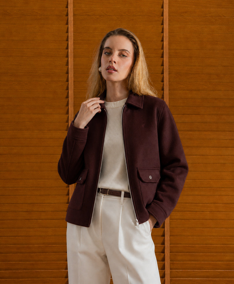 Maroon Soft Zip Up Jacket (Women)