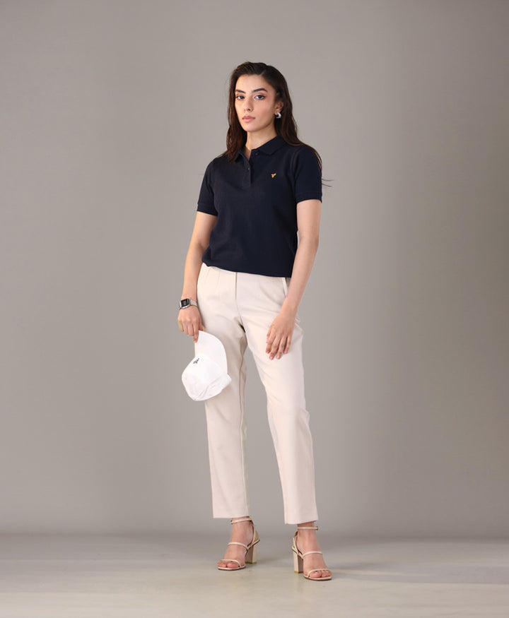 Navy Waffle POLO (Women)