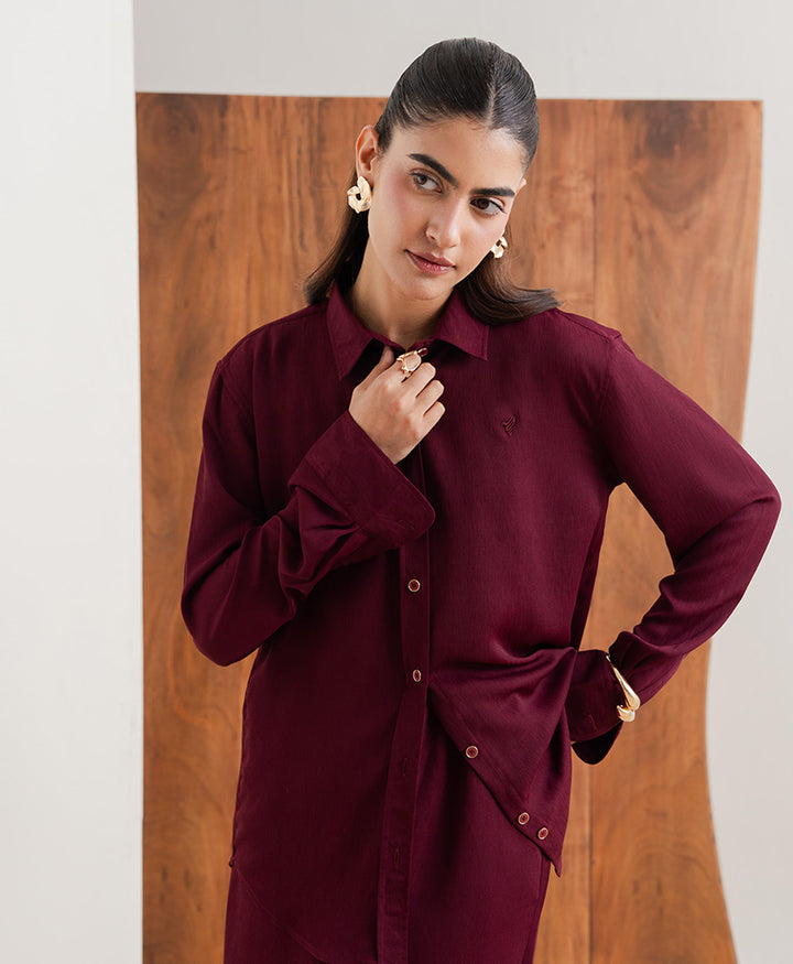 Maroon Textured Shirt (Women)