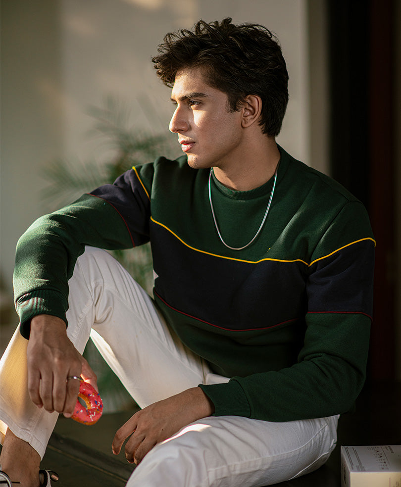 Green and Navy Sweatshirt
