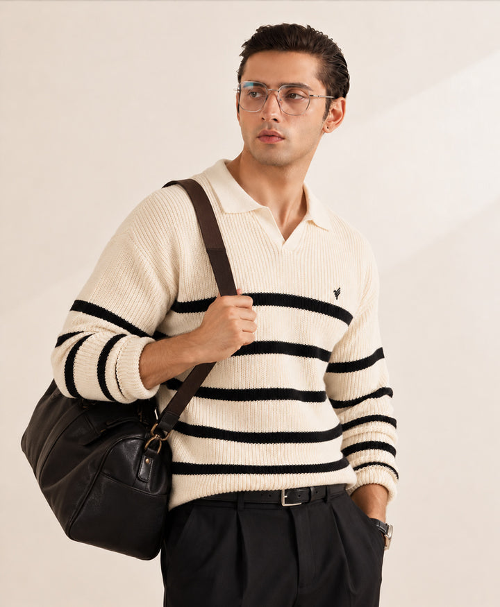 Classic Tofu & Black Striper Sweater