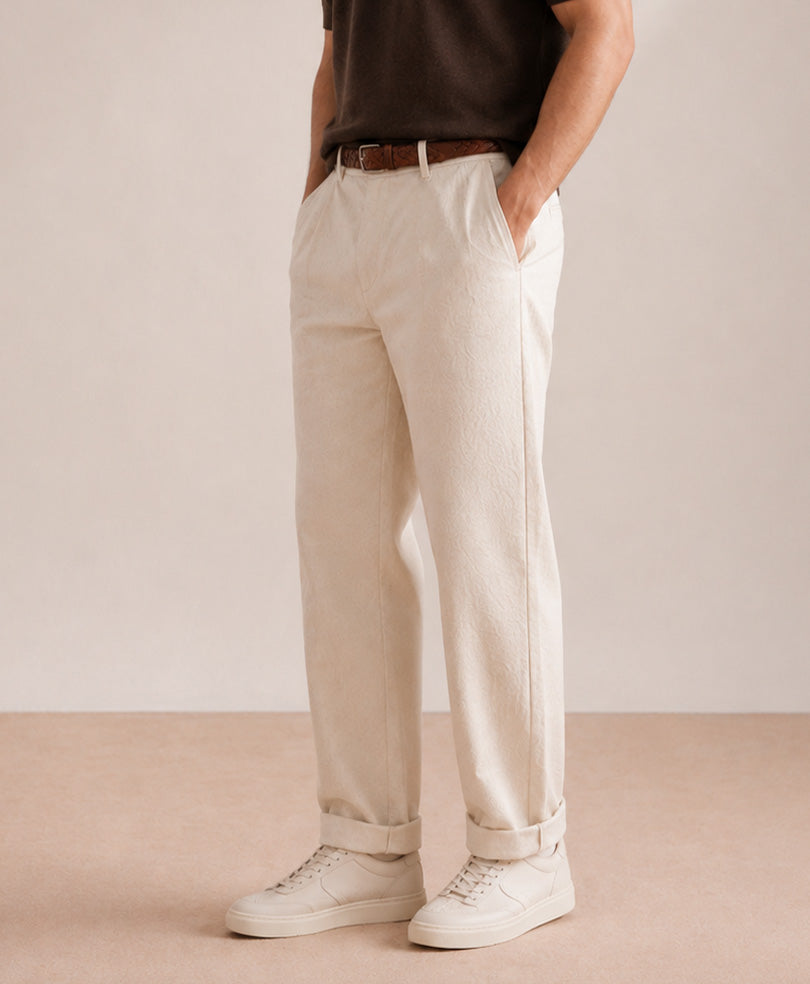 Beige Waffle Comfort Trouser
