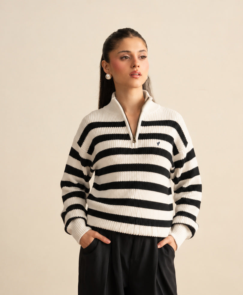 Tofu & Black Striped Sweater (Women)