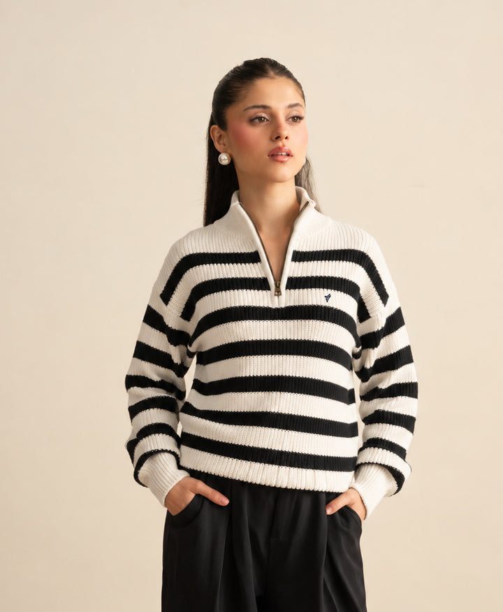 Tofu & Black Striped Sweater (Women)