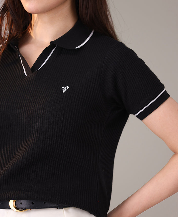 Black French Knit POLO (Women)