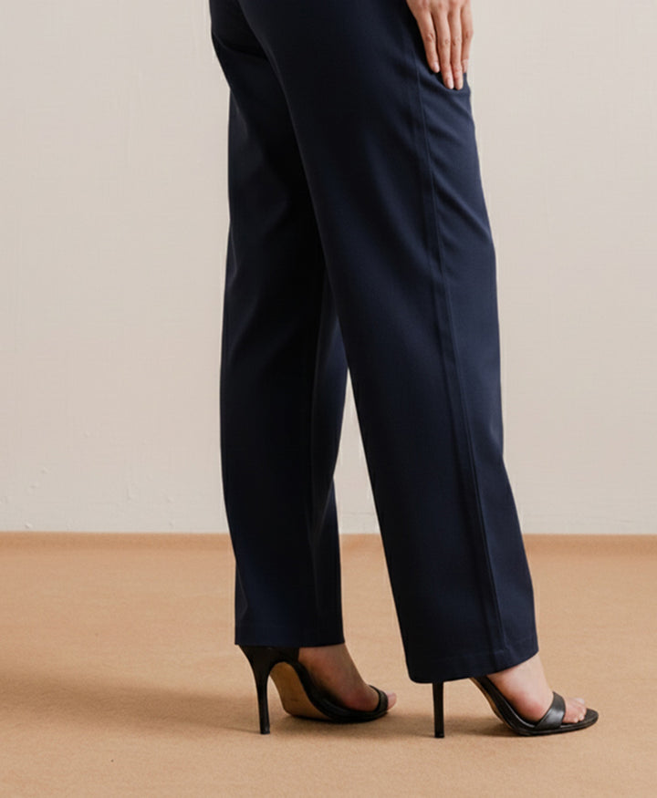 Navy Wide Leg Twill Pant (Women)