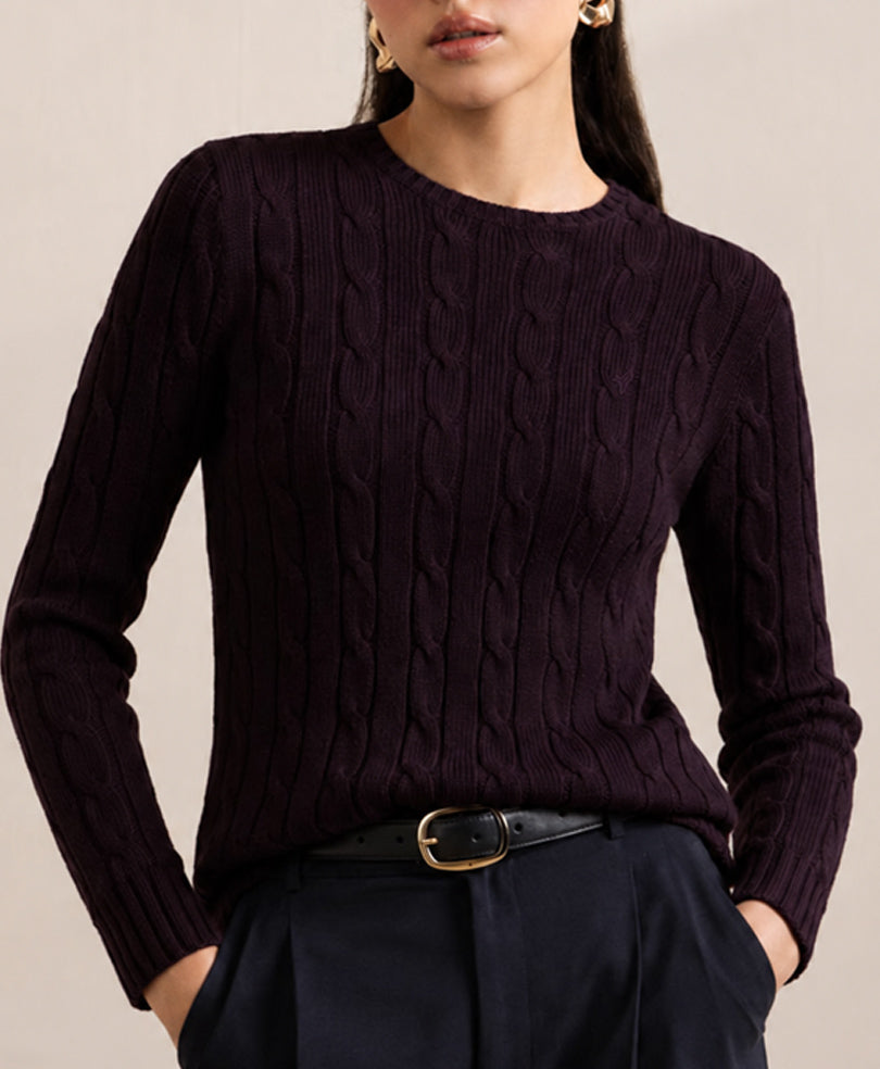 Dk Purple Cable Knit Sweater (Women)