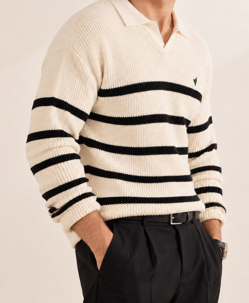 Classic Tofu & Black Striper Sweater
