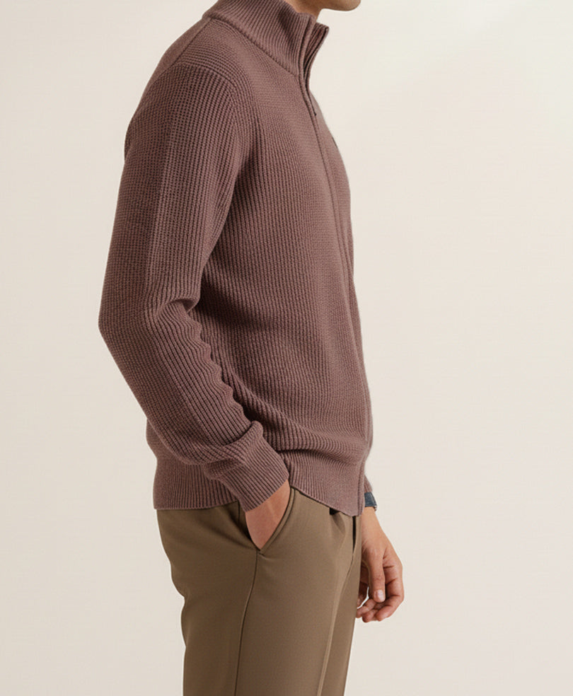 Camel Vintage Full Zipper Sweater