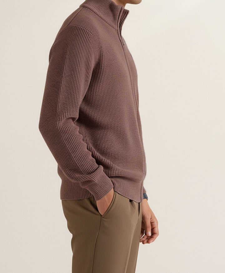 Camel Vintage Full Zipper Sweater