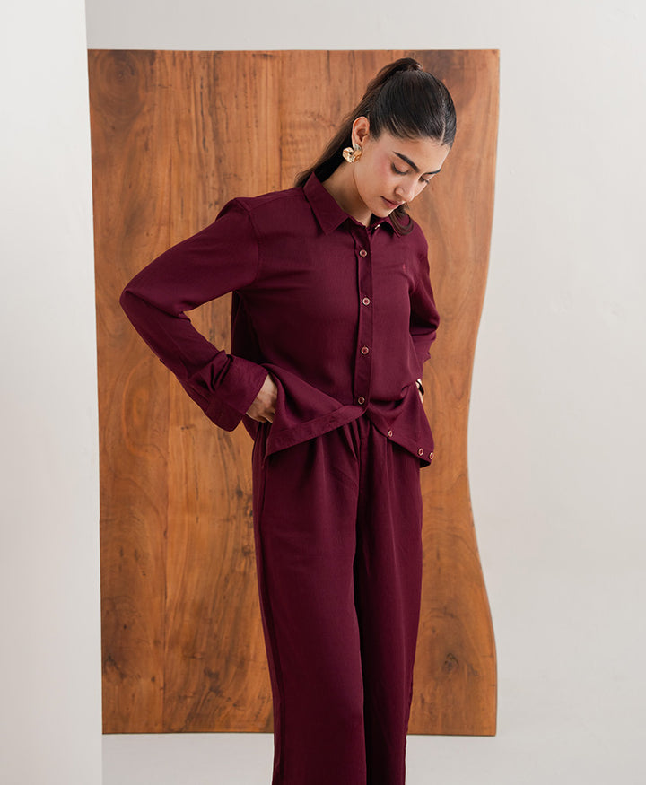 Maroon Textured Trouser (Women)