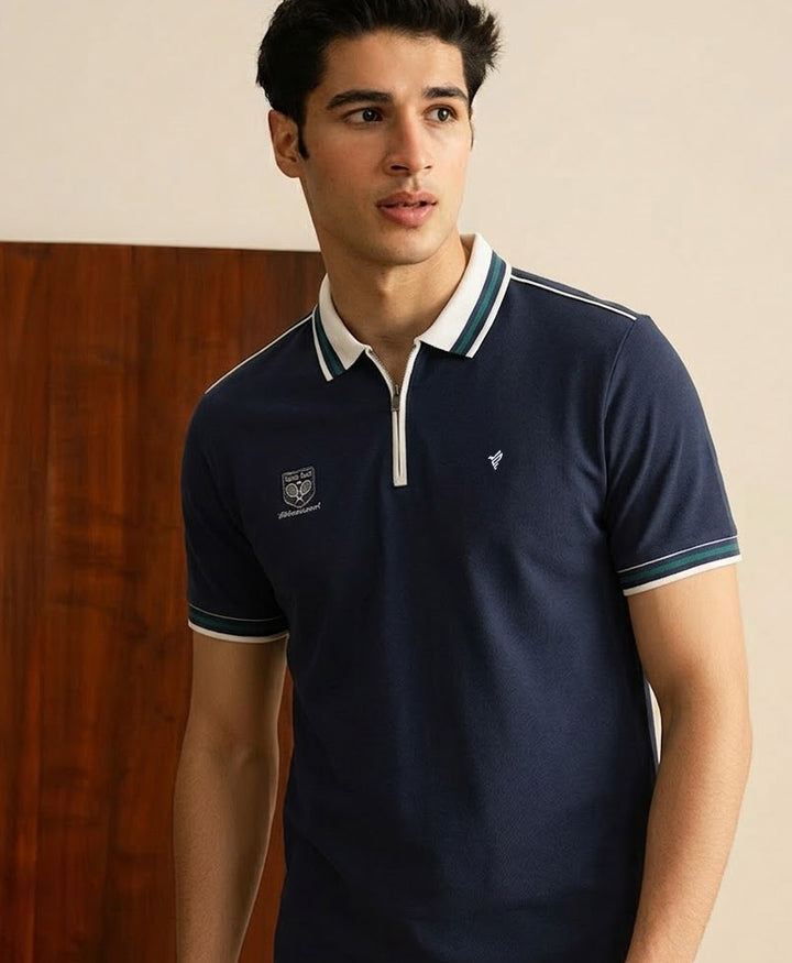Navy Tennis Zip POLO