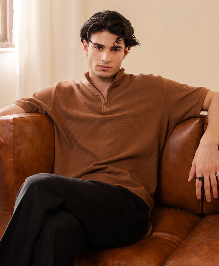 Toffee Mock Zip POLO