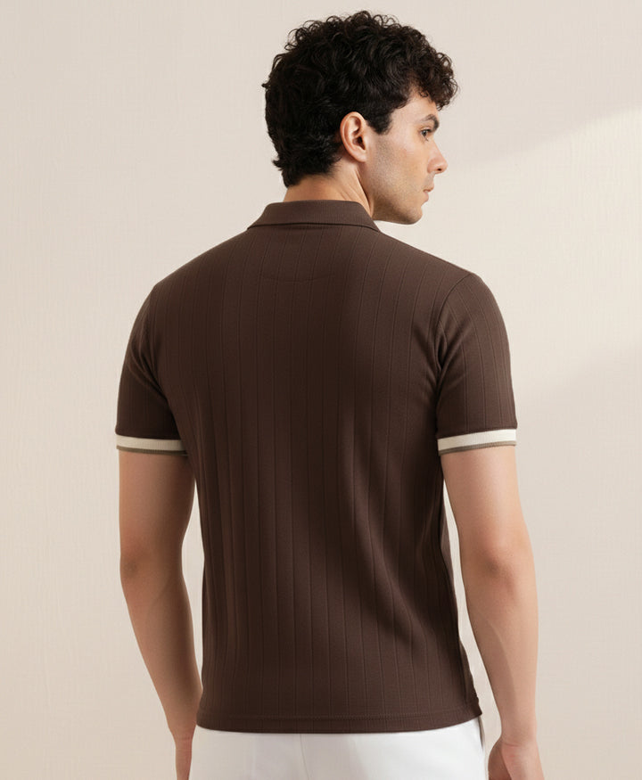 Chocolate Torte V-Neck Drop Needle POLO