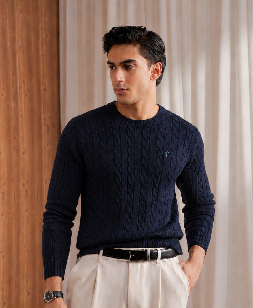 Navy Cable Knit Sweater