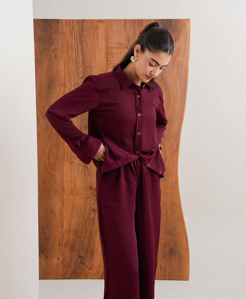 Maroon Textured Shirt (Women)