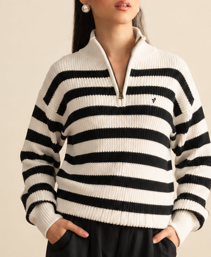 Tofu & Black Striped Sweater (Women)