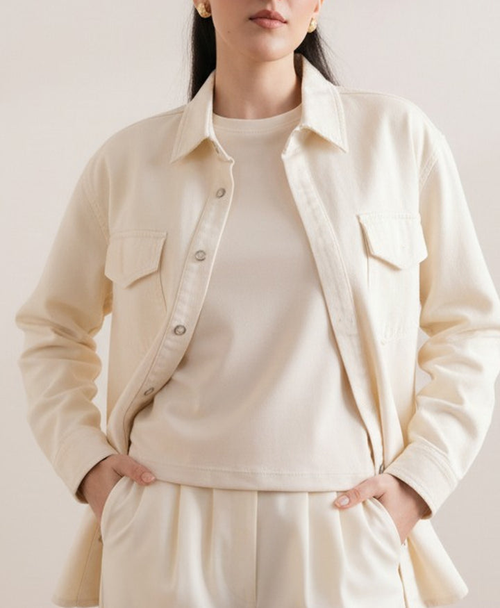 OFF White Denim Relaxed Fit Shacket (Women)