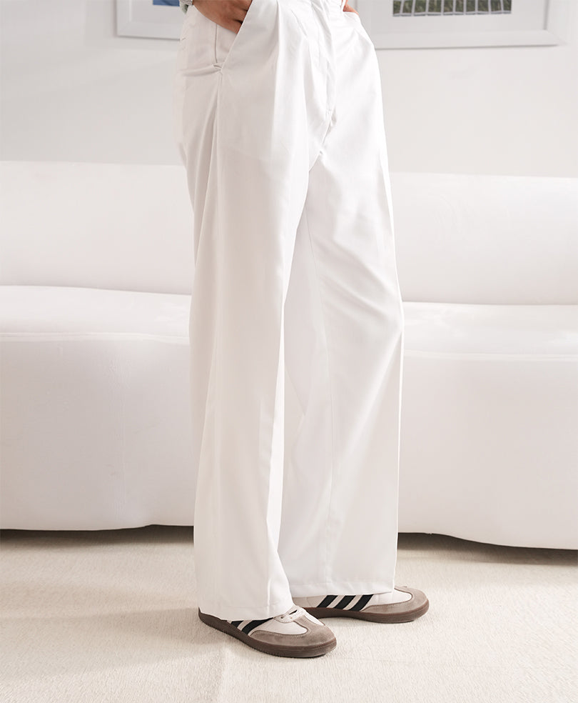 Cream Formal Wide Leg Pants (Women)