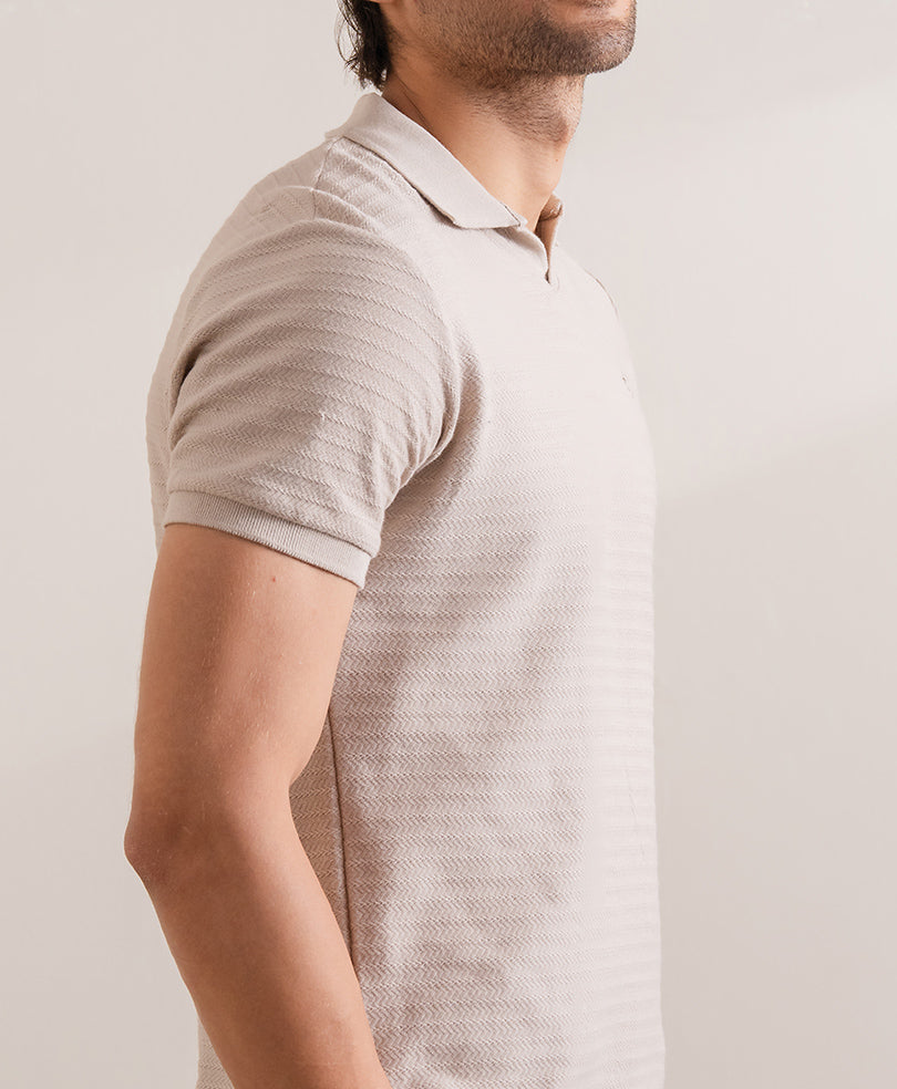 Pumica Stone V Neck Knitted POLO