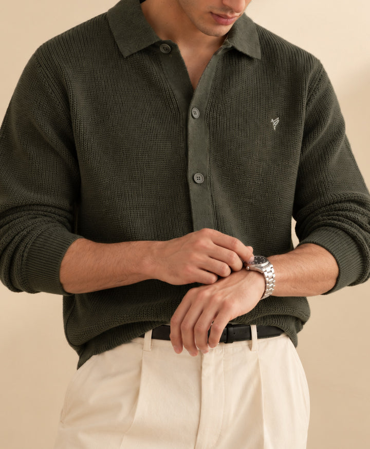 Forest Olive Heritage POLO Cardigan