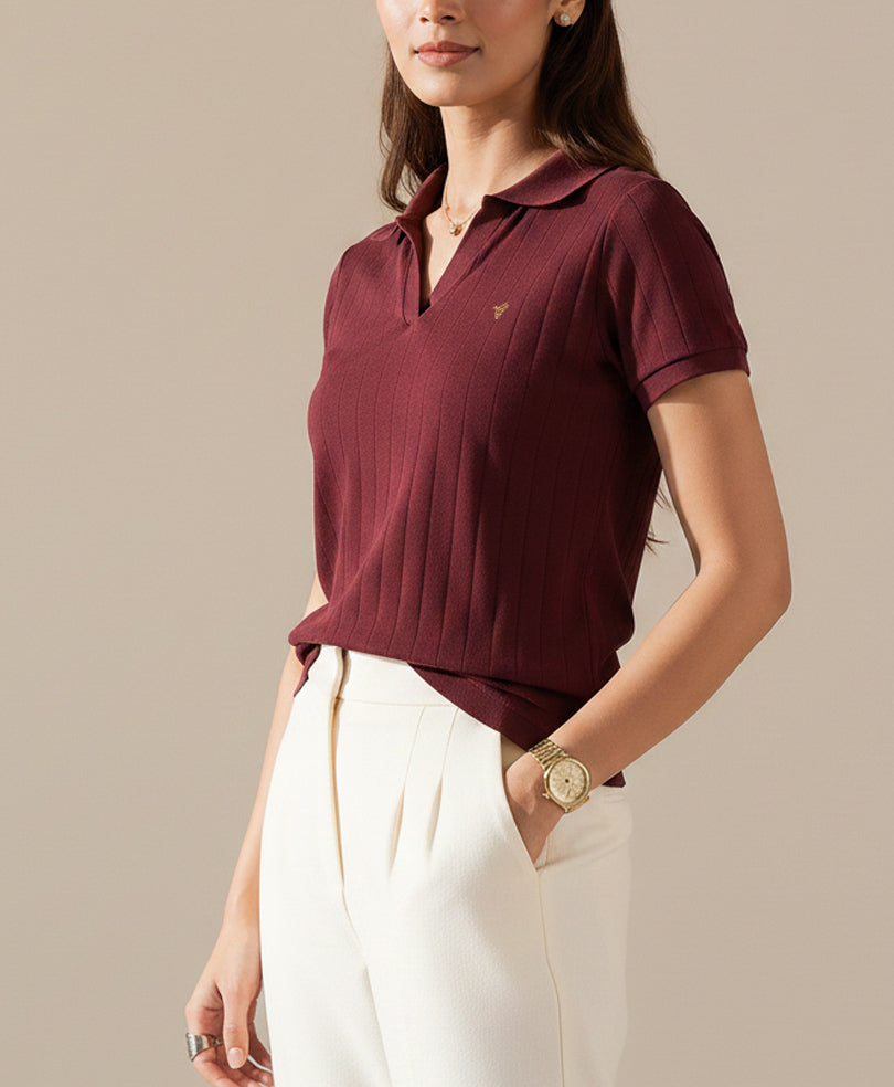 Maroon Drop Needle POLO (Women)
