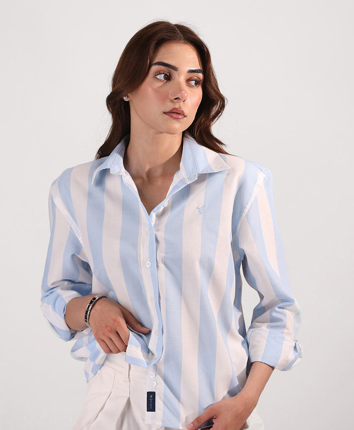 Blue Bold Striped Shirt (Women)