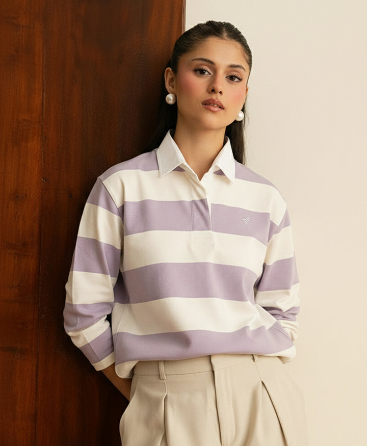 Lilac Striped Rugby POLO (Women)