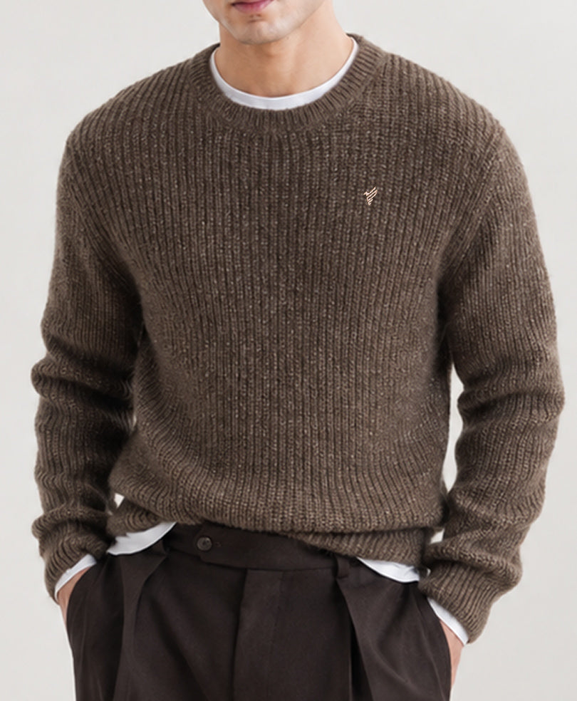Dk Brown Basic Rib Knit Pullover