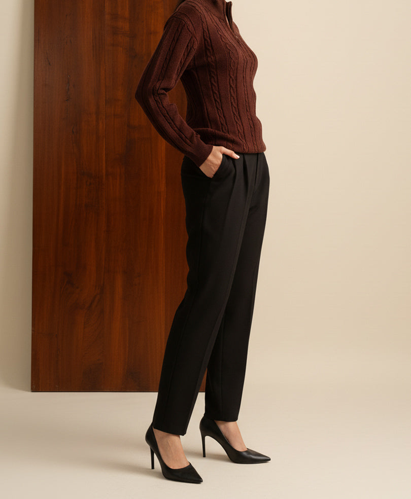 Black Formal Straight Fit Pants (Women)